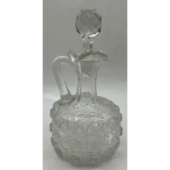 Vintage Set of 6 Clear Glass Cruets with Stoppers oil vinegar  Vtg - Picture 6 of 7